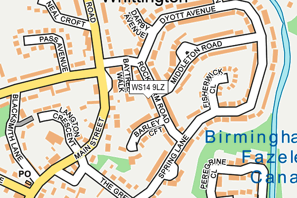 WS14 9LZ map - OS OpenMap – Local (Ordnance Survey)