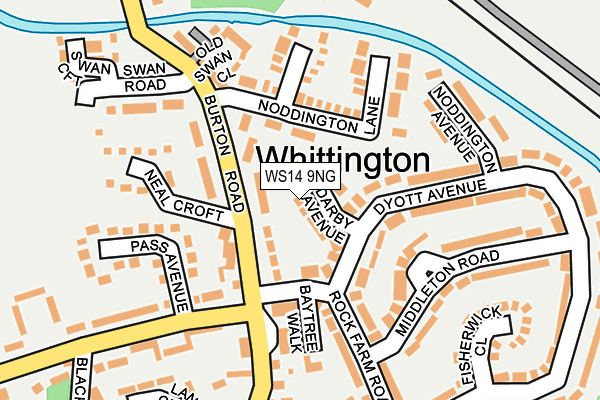 WS14 9NG map - OS OpenMap – Local (Ordnance Survey)