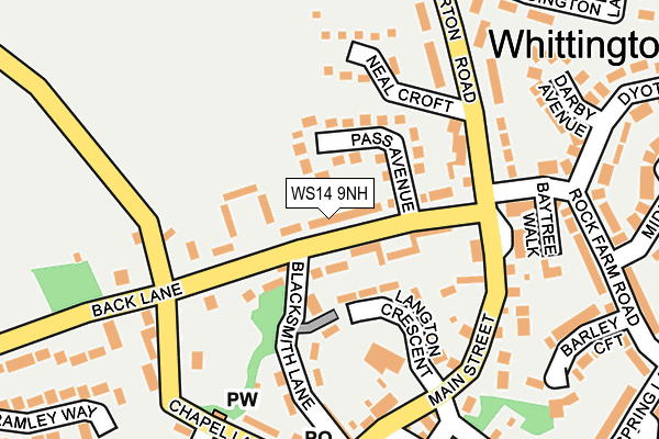 WS14 9NH map - OS OpenMap – Local (Ordnance Survey)