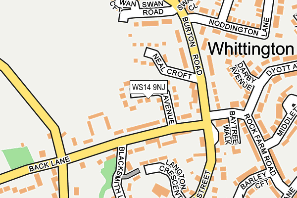 WS14 9NJ map - OS OpenMap – Local (Ordnance Survey)