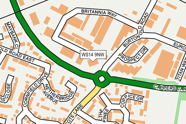 WS14 9NW map - OS OpenMap – Local (Ordnance Survey)