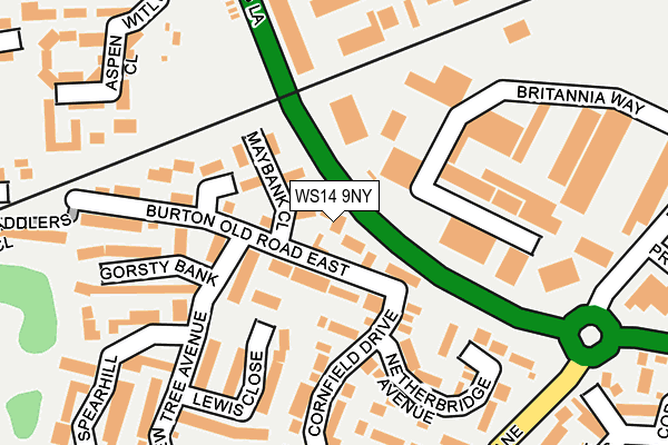 WS14 9NY map - OS OpenMap – Local (Ordnance Survey)