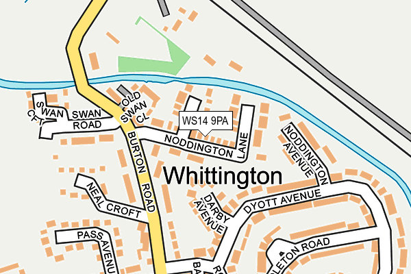 WS14 9PA map - OS OpenMap – Local (Ordnance Survey)