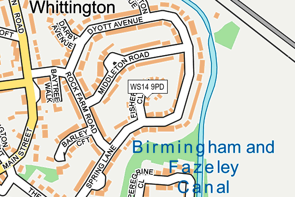 WS14 9PD map - OS OpenMap – Local (Ordnance Survey)