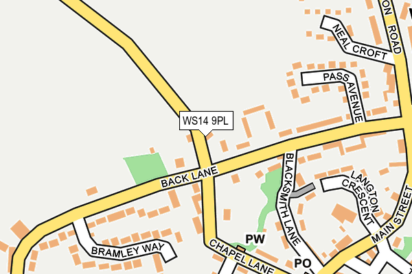 WS14 9PL map - OS OpenMap – Local (Ordnance Survey)