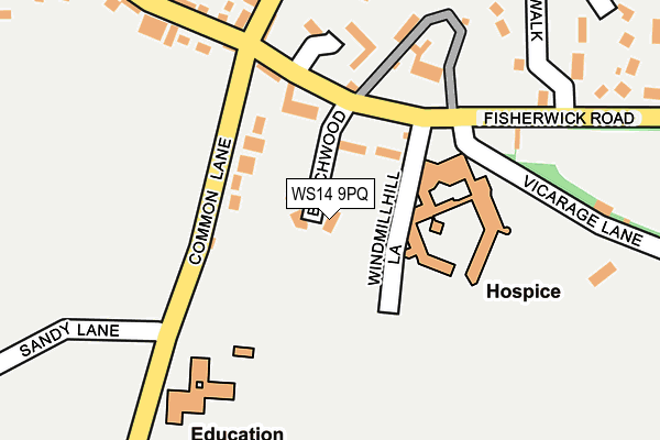 WS14 9PQ map - OS OpenMap – Local (Ordnance Survey)