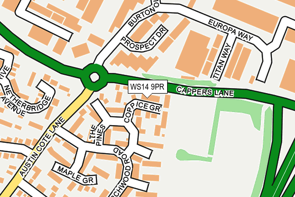 WS14 9PR map - OS OpenMap – Local (Ordnance Survey)