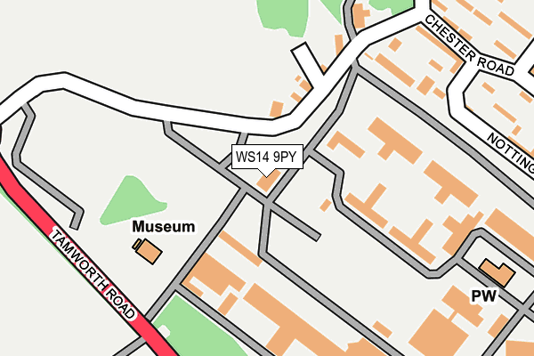 WS14 9PY map - OS OpenMap – Local (Ordnance Survey)