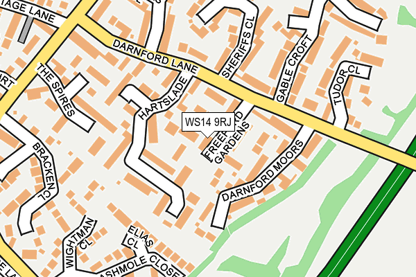 WS14 9RJ map - OS OpenMap – Local (Ordnance Survey)