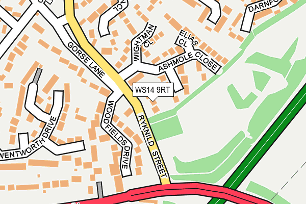 WS14 9RT map - OS OpenMap – Local (Ordnance Survey)