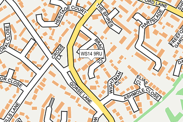 WS14 9RU map - OS OpenMap – Local (Ordnance Survey)