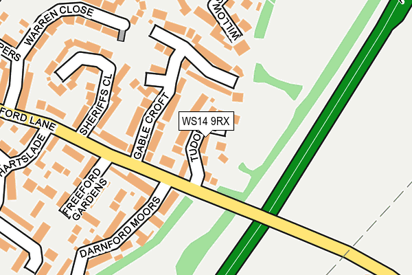 WS14 9RX map - OS OpenMap – Local (Ordnance Survey)