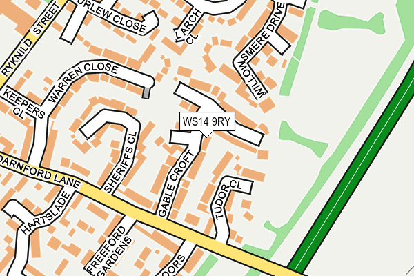 WS14 9RY map - OS OpenMap – Local (Ordnance Survey)