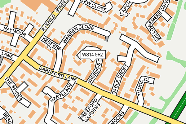WS14 9RZ map - OS OpenMap – Local (Ordnance Survey)
