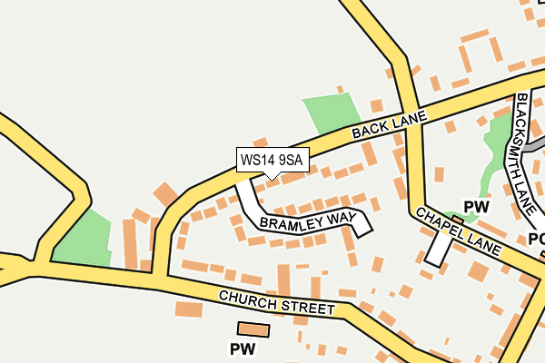 WS14 9SA map - OS OpenMap – Local (Ordnance Survey)