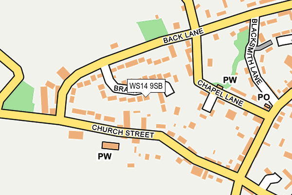 WS14 9SB map - OS OpenMap – Local (Ordnance Survey)