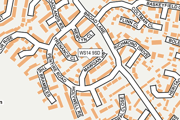 WS14 9SD map - OS OpenMap – Local (Ordnance Survey)