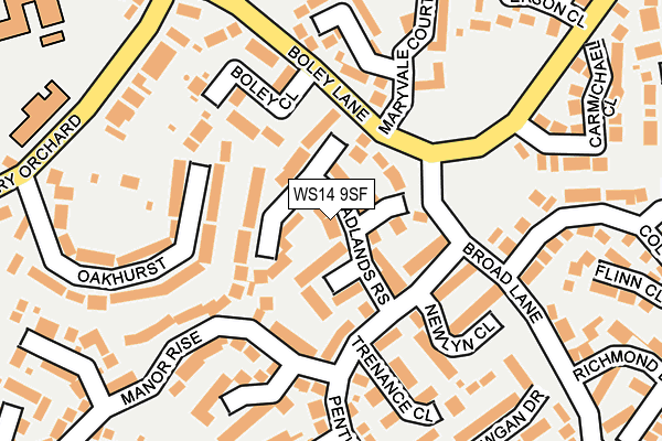 WS14 9SF map - OS OpenMap – Local (Ordnance Survey)