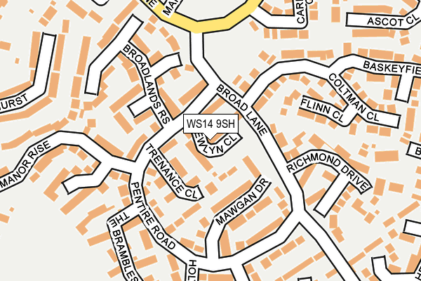 WS14 9SH map - OS OpenMap – Local (Ordnance Survey)