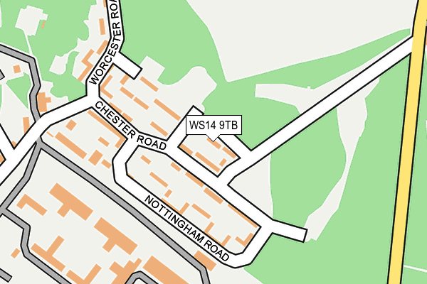 WS14 9TB map - OS OpenMap – Local (Ordnance Survey)