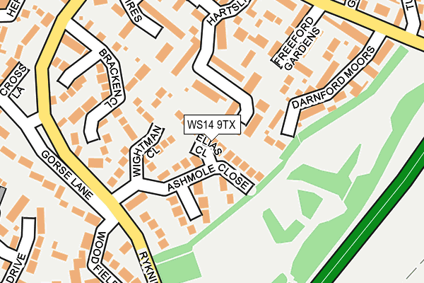 WS14 9TX map - OS OpenMap – Local (Ordnance Survey)