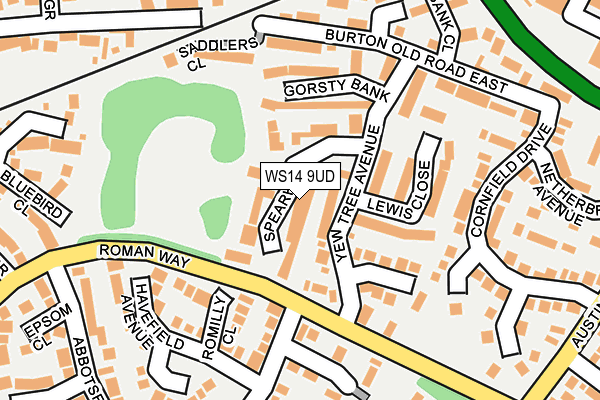 WS14 9UD map - OS OpenMap – Local (Ordnance Survey)