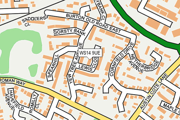 WS14 9UE map - OS OpenMap – Local (Ordnance Survey)