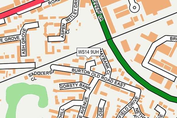 WS14 9UH map - OS OpenMap – Local (Ordnance Survey)
