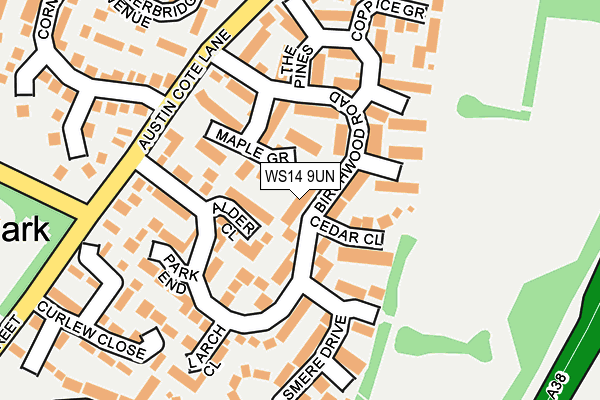 WS14 9UN map - OS OpenMap – Local (Ordnance Survey)