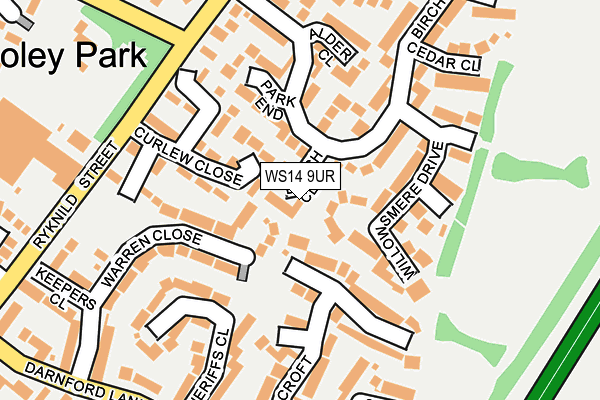 WS14 9UR map - OS OpenMap – Local (Ordnance Survey)