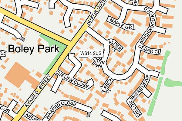 WS14 9US map - OS OpenMap – Local (Ordnance Survey)