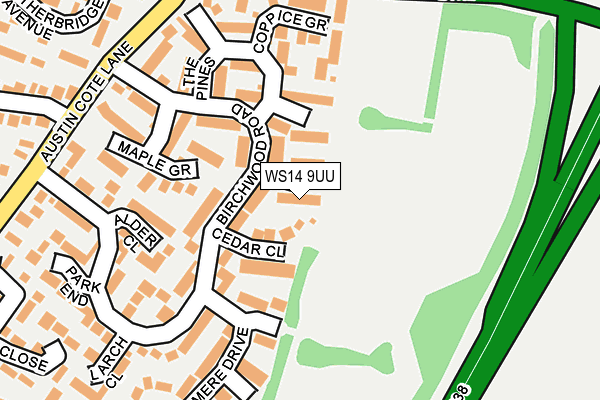 WS14 9UU map - OS OpenMap – Local (Ordnance Survey)