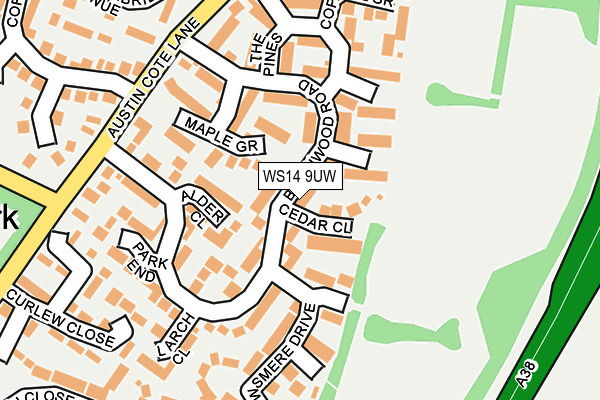 WS14 9UW map - OS OpenMap – Local (Ordnance Survey)