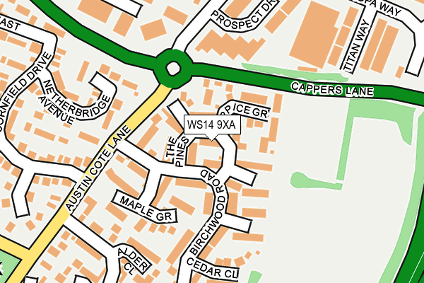 WS14 9XA map - OS OpenMap – Local (Ordnance Survey)