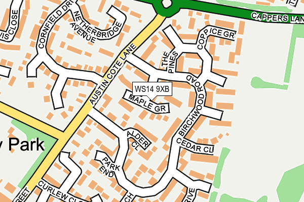 WS14 9XB map - OS OpenMap – Local (Ordnance Survey)