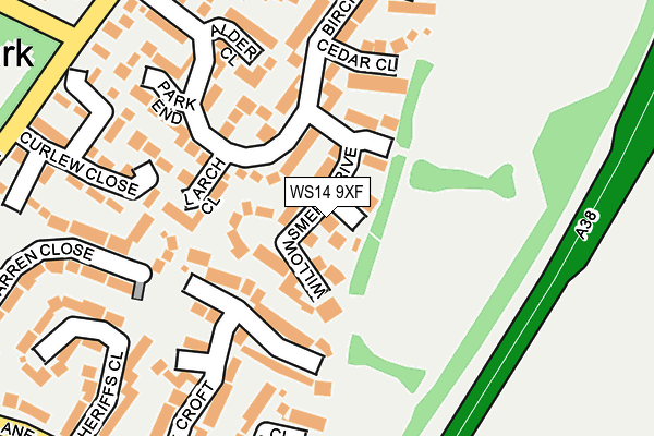 WS14 9XF map - OS OpenMap – Local (Ordnance Survey)