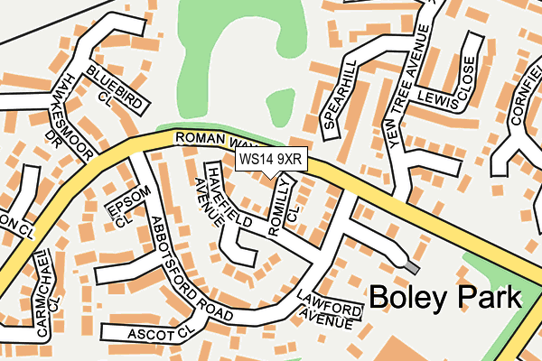 WS14 9XR map - OS OpenMap – Local (Ordnance Survey)