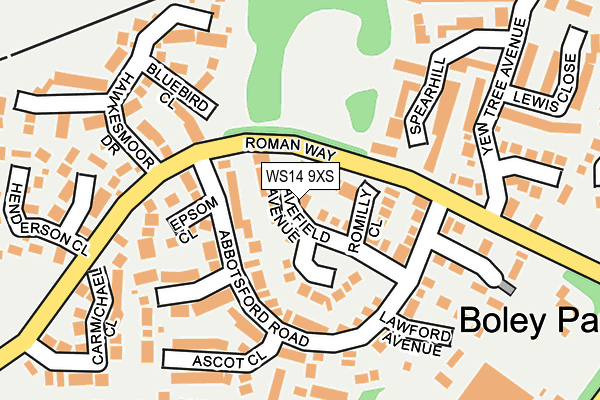 WS14 9XS map - OS OpenMap – Local (Ordnance Survey)
