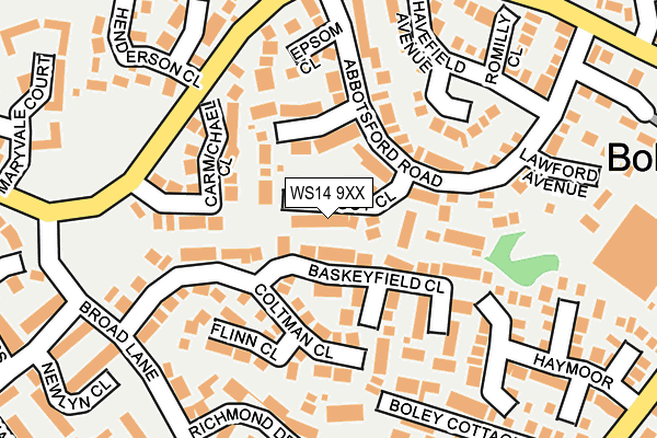 WS14 9XX map - OS OpenMap – Local (Ordnance Survey)