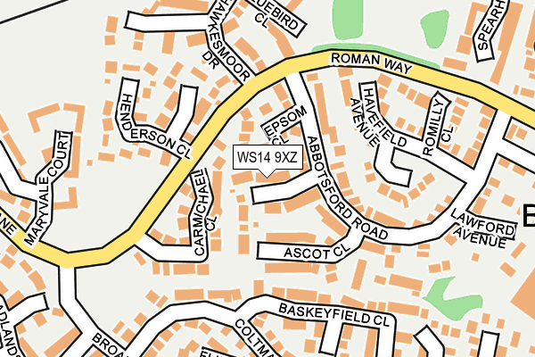WS14 9XZ map - OS OpenMap – Local (Ordnance Survey)