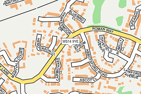 WS14 9YE map - OS OpenMap – Local (Ordnance Survey)