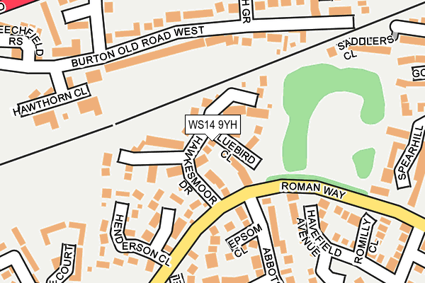 WS14 9YH map - OS OpenMap – Local (Ordnance Survey)