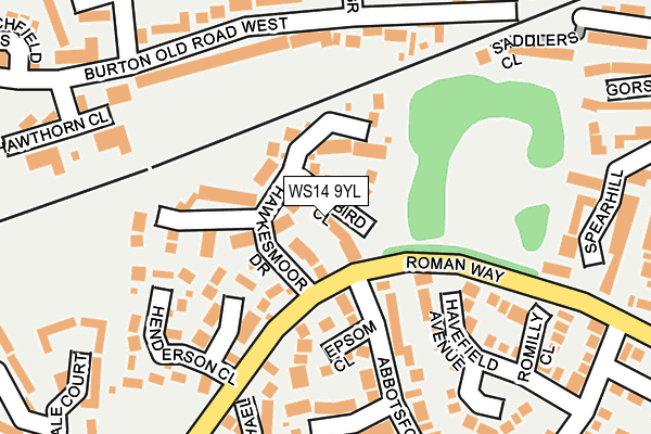 WS14 9YL map - OS OpenMap – Local (Ordnance Survey)