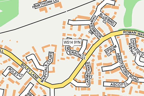 WS14 9YN map - OS OpenMap – Local (Ordnance Survey)