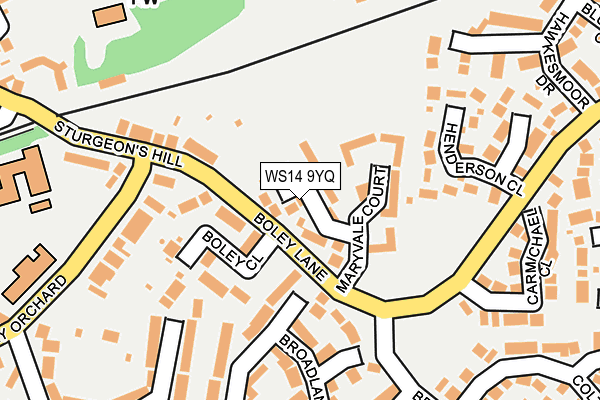 WS14 9YQ map - OS OpenMap – Local (Ordnance Survey)