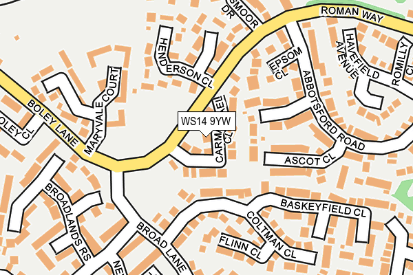 WS14 9YW map - OS OpenMap – Local (Ordnance Survey)
