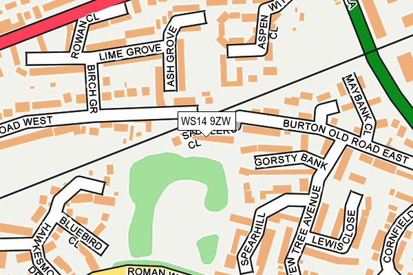 WS14 9ZW map - OS OpenMap – Local (Ordnance Survey)