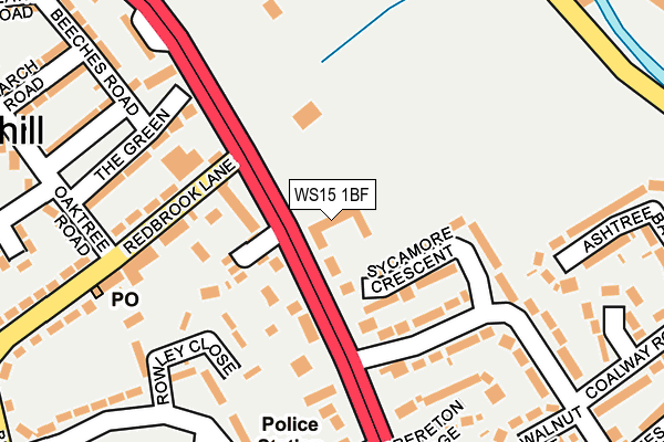 WS15 1BF map - OS OpenMap – Local (Ordnance Survey)