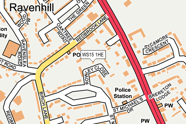 WS15 1HE map - OS OpenMap – Local (Ordnance Survey)