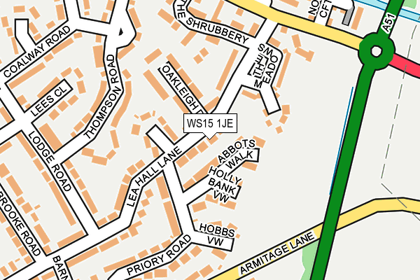 WS15 1JE map - OS OpenMap – Local (Ordnance Survey)
